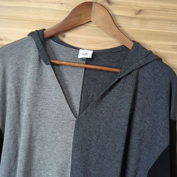 Cabi Sweater Womens Small Gray $4307 Dakota Oversized Color Block Hooded - Picture 2 of 9
